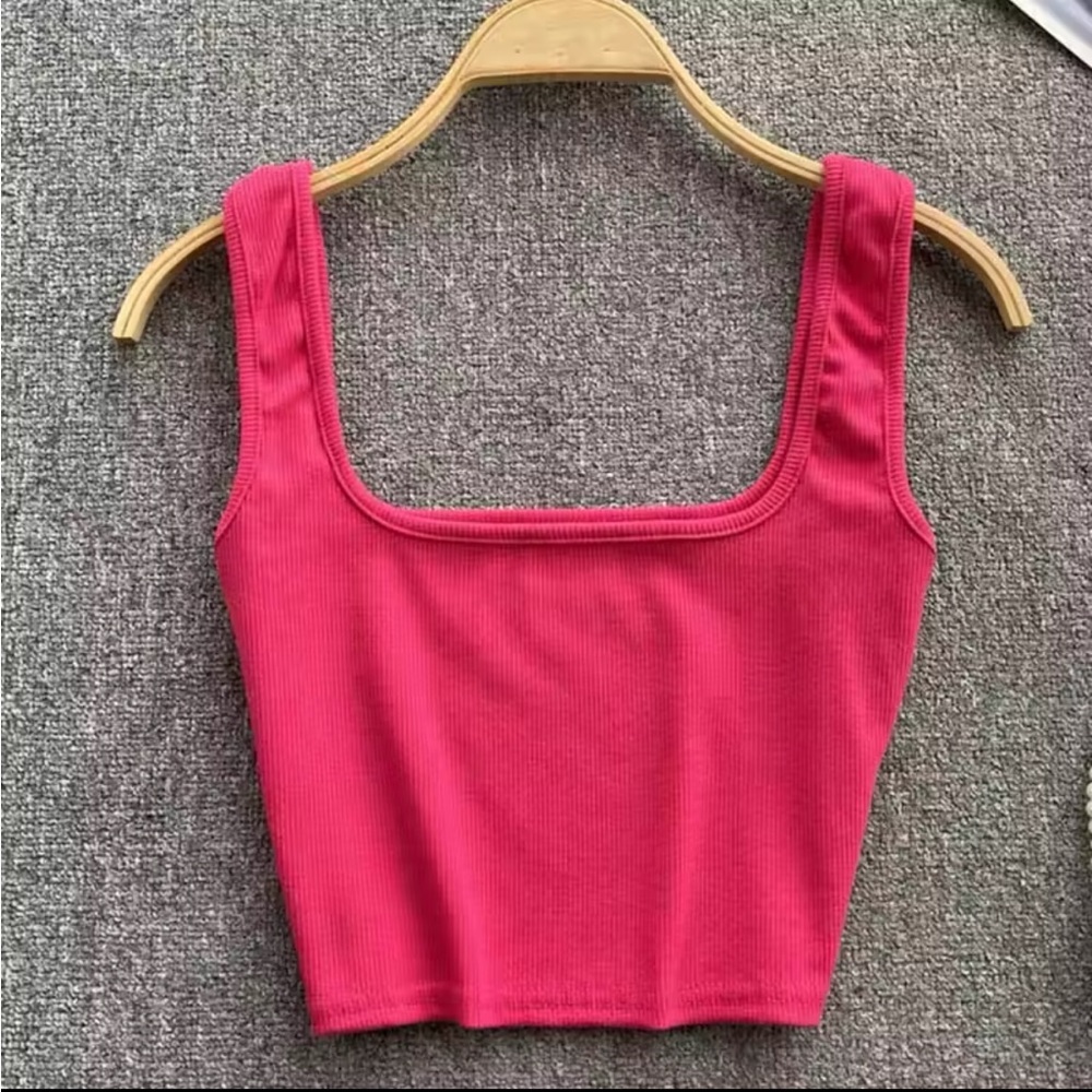 Womens Ribbed Solid Slim Fit Crop Tank Top/Cami/Bralette | NEW!!! 💜💗🩵 - Picture 5 of 15